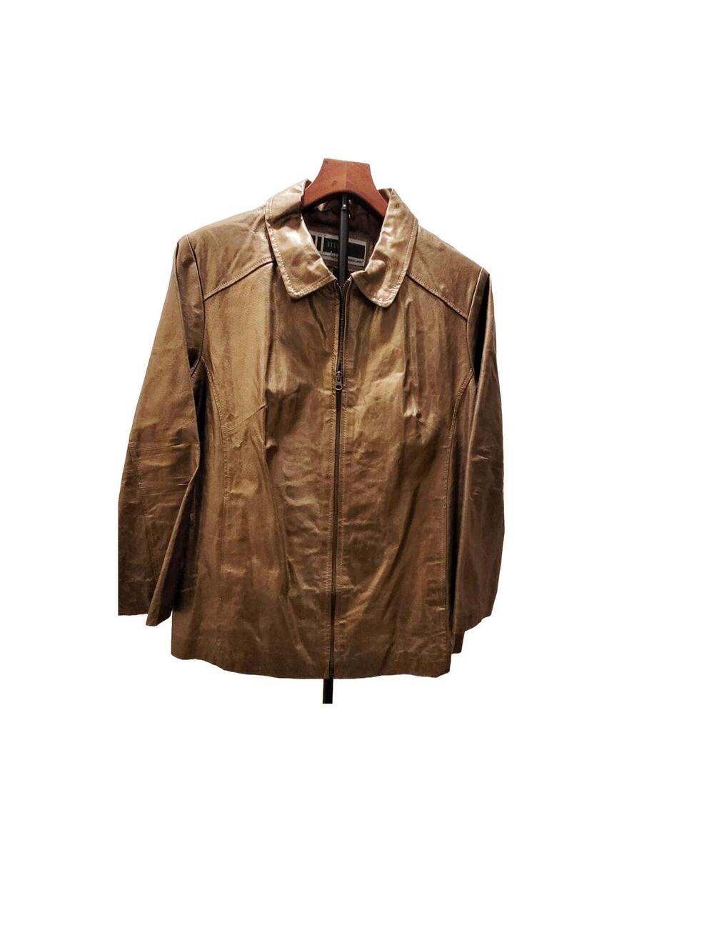 JL Studio Metallic Bronze Leather Jacket Womens Size 2x